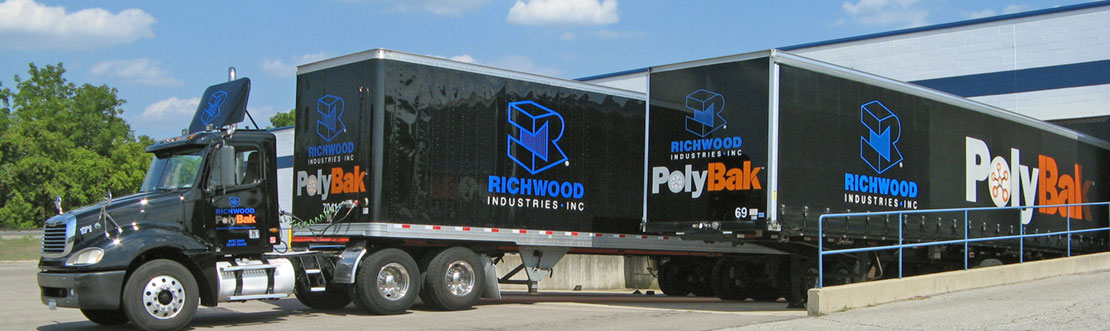 Logo scaled up into dramatic truck graphics
